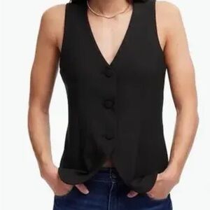 Madewell Black Button-Front Sleeveless Blouse